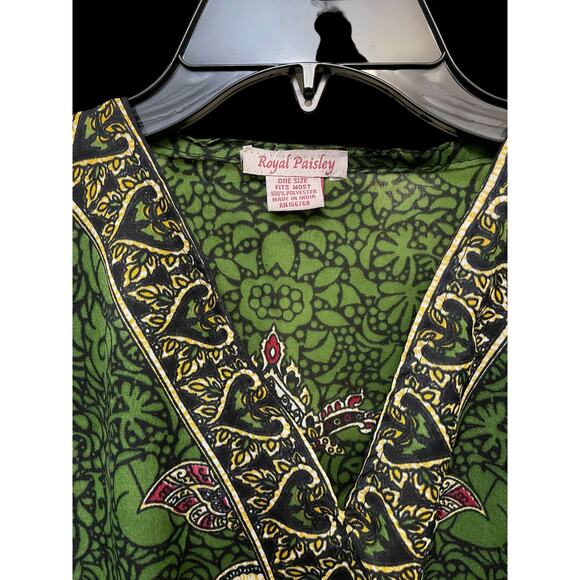 Royal Paisley Women's Blouse Top Shirt One Size Multicolored Light weight Boho - Picture 3 of 4